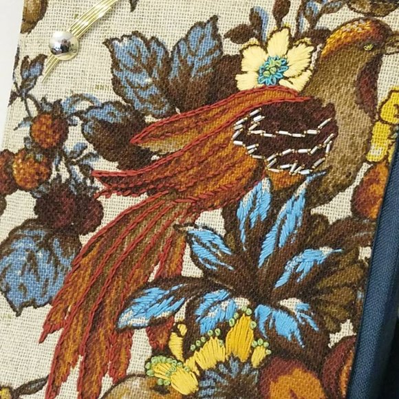 Messenger Bag Adjustable Embroidered Bird Vintage Fabric - Picture 4 of 11